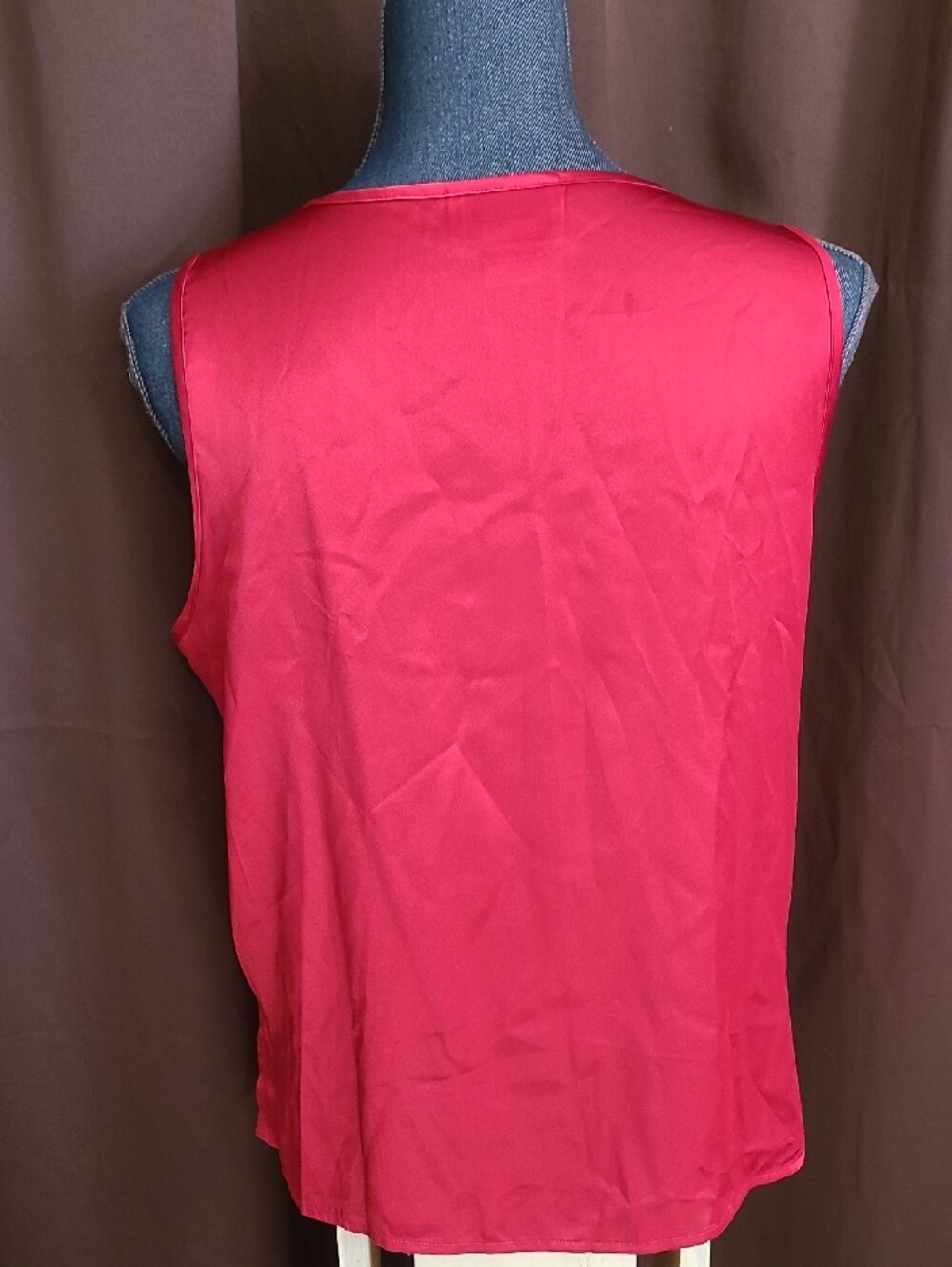 Voir Collection Women's Cherry Red Sheer Blouse And Tank - Picture 10 of 12